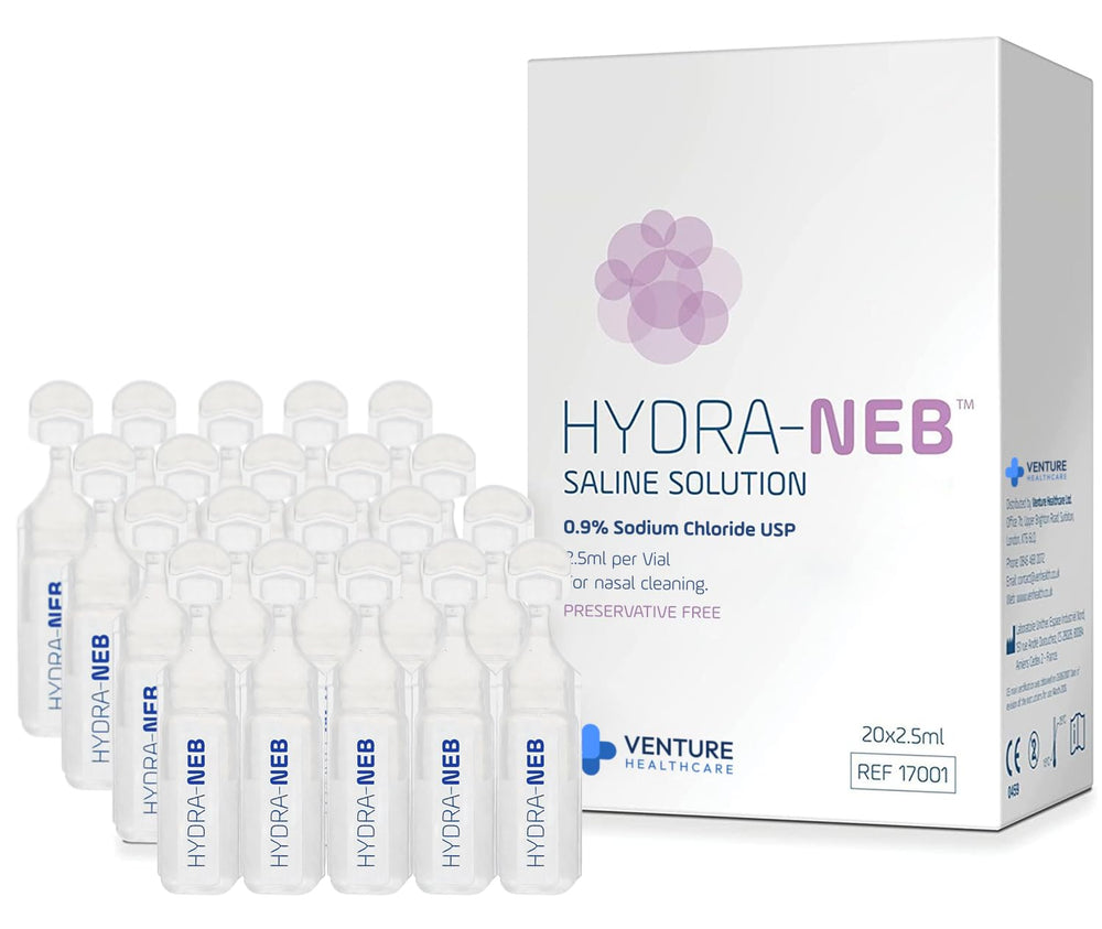 Hydra-Neb 2.5ml ampoules for quick, hygienic nasal or eye cleansing.