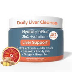HydraLyte Liver Support bottle front view, ready for quick hydration on the go.