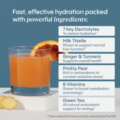 Hydralyte Liver Support ingredients milk thistle visible in formula.