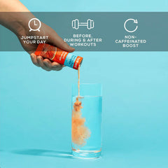 HYDRANT Blood Orange travel-pack display highlights portability for on-the-go hydration.