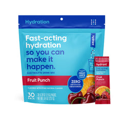 HYDRANT Hydrate stick pack in fruit punch flavor for quick morning hydration