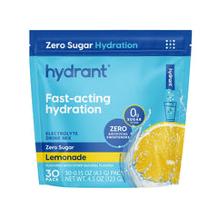 HYDRANT lemonade packet closeup for quick hydration on the go