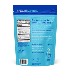 HYDRANT real-fruit flavor powder dissolving in water for refreshing taste.