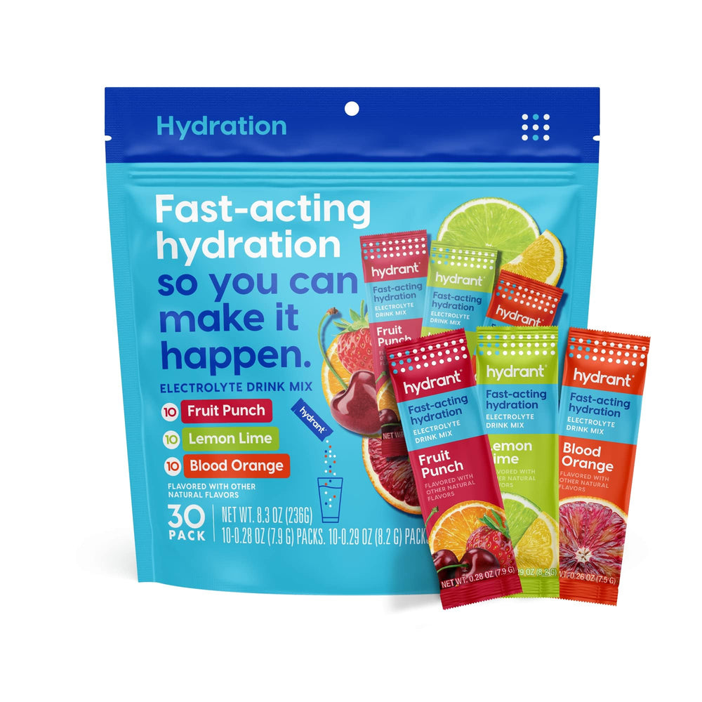 HYDRANT variety pack with 30 packets for easy daily hydration.