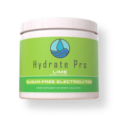 Hydrate Pro bottle label showcases clinical-grade electrolytes for hydration.