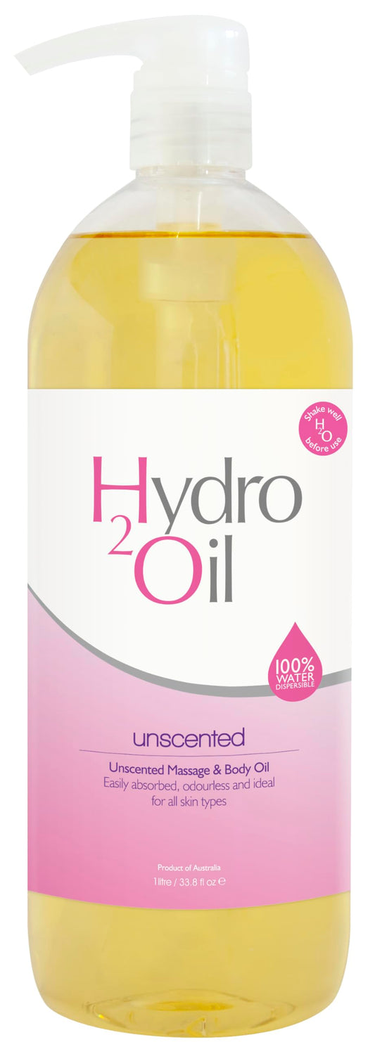 Hydro 2 Oil unscented massage oil bottle with a light, non-greasy glide