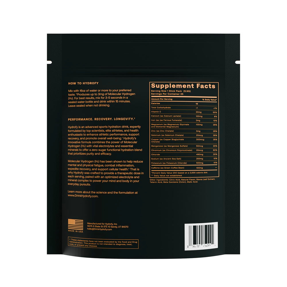Close-up of Hydrofy ingredient panel on box