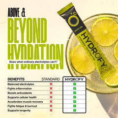 Hydrofy packet dissolving in water with visible hydrogen bubbles