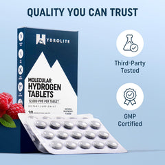 HydroLite purity seal and magnesium ingredient label on bottle