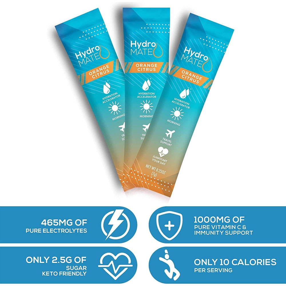 HydroMATE party-favor hydration packs for guests at events.