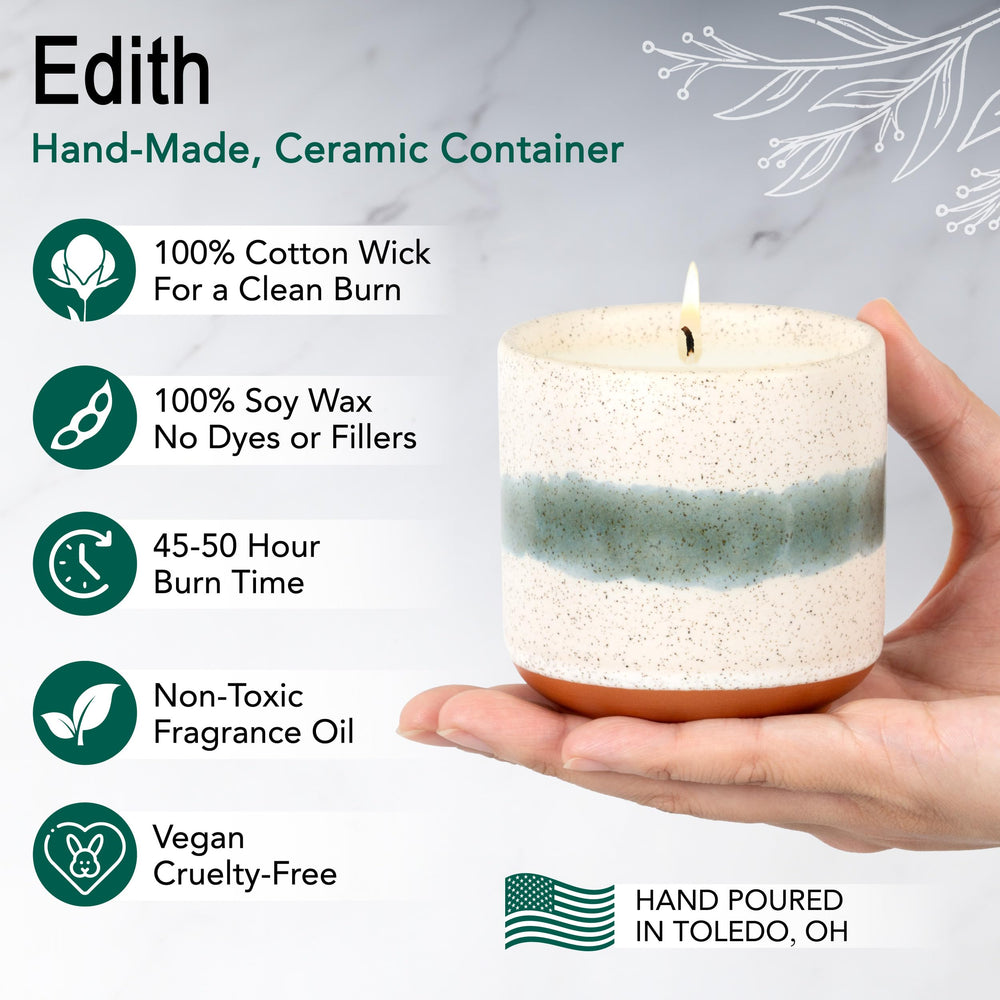 Hyggelight 8.5oz ceramic pot highlighting a stylish home accent with long-lasting lavender aroma.