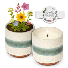 Hyggelight Edith growing candle mint eucalyptus aroma in ceramic pot