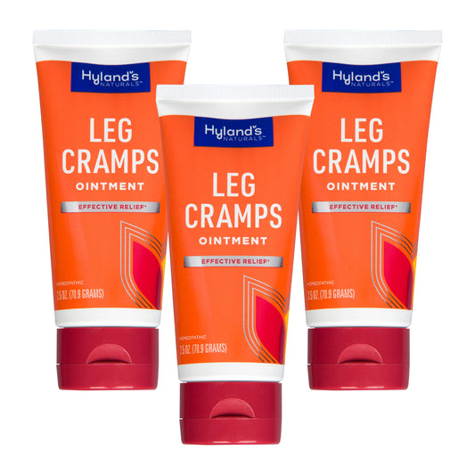 Hyland's Leg Cramps Ointment pack of 3 tubes for quick leg relief.