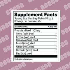 Hyleys Colon Cleanse Tea blackberry flavor tea bags closeup shows convenient daily sachets.