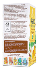 Packaging closeup of Hyleys Organic Green Tea Manuka Honey Mango emphasizing quality