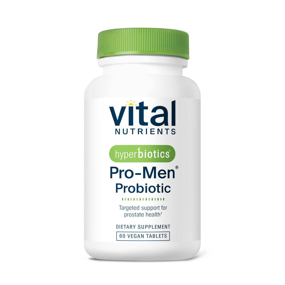 Hyperbiotics Vital Nutrients Pro Men bottle front view showing daily probiotic support