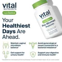 Hyperbiotics Vital Nutrients Pro Women label highlights six targeted strains.