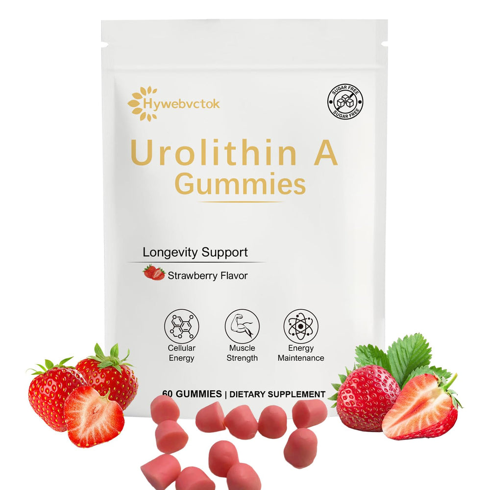 Hywebvctok Urolithin A Gummies strawberry flavor chew for daily vitality