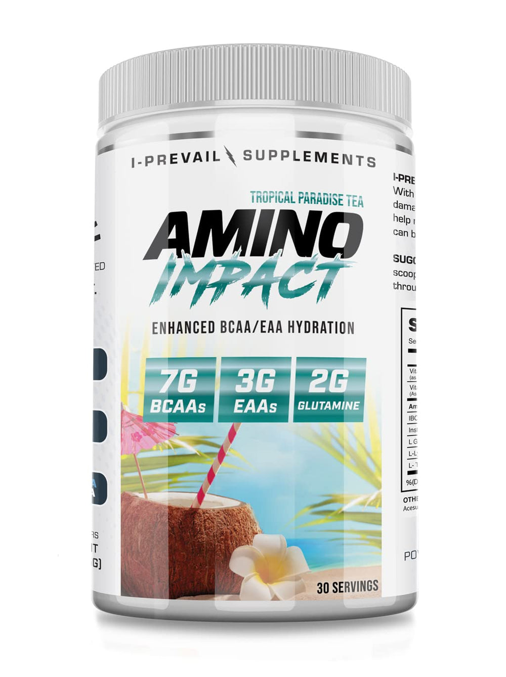 I-Prevail Amino Impact BCAA Tropical Paradise Tea pour supports post-workout hydration