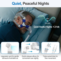 IBEET downward exhalation vent minimizes noise for peaceful partner-friendly nights.