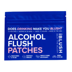 IBLUSH alcohol flush patch discreet application on skin reduces visible redness.