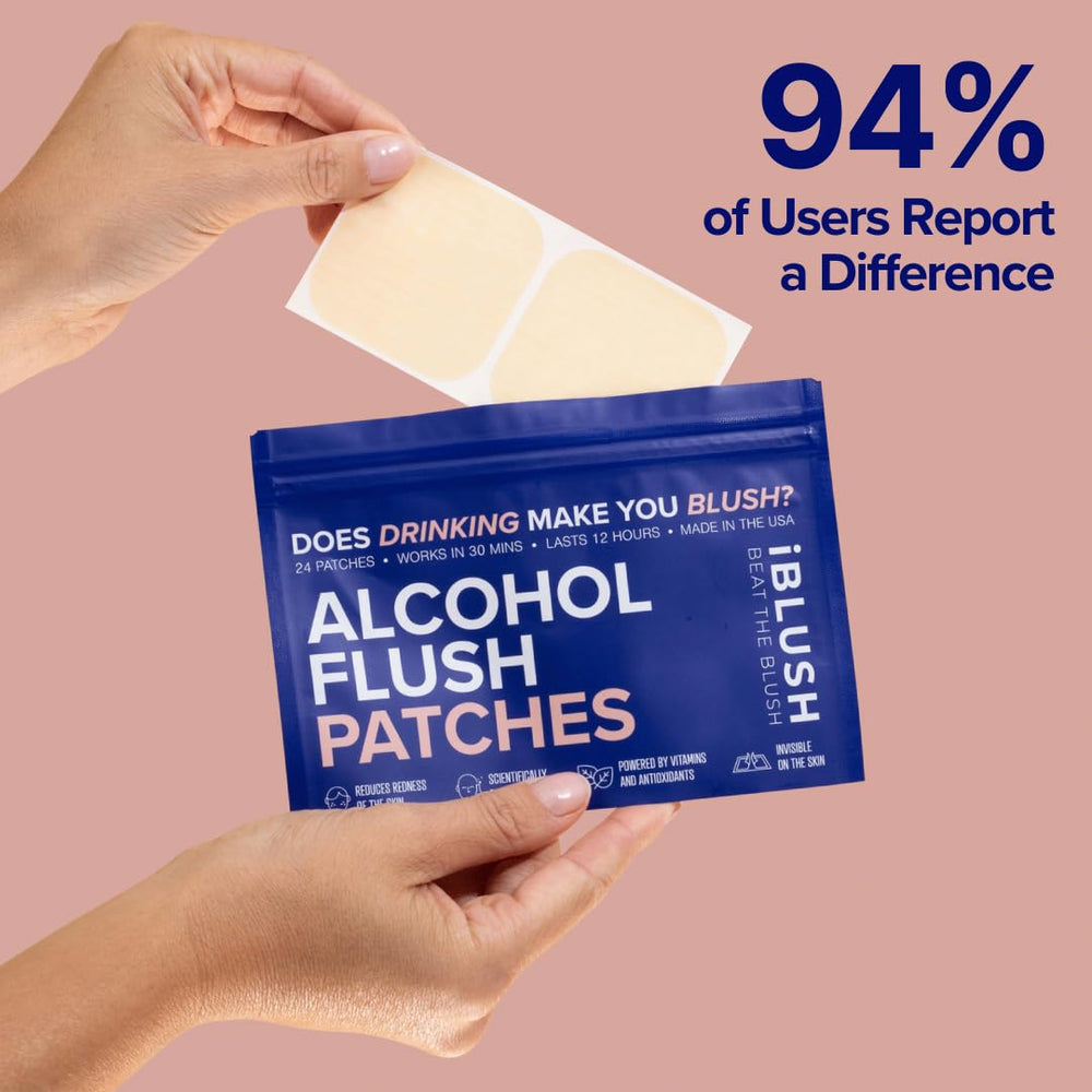 IBLUSH patch shown with optional tablets for stronger coverage.