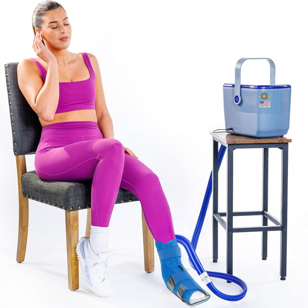 Ice Box advanced cooling machine with ankle wrap for targeted cold therapy.