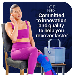 Ice Box recovery kit packaging illustrates post surgery setup.