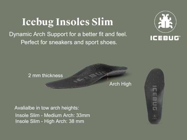 Icebug Slim Insoles ideal for hiking and outdoor use.