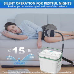 ICENURT quiet motor image demonstrates sleep-friendly operation during therapy
