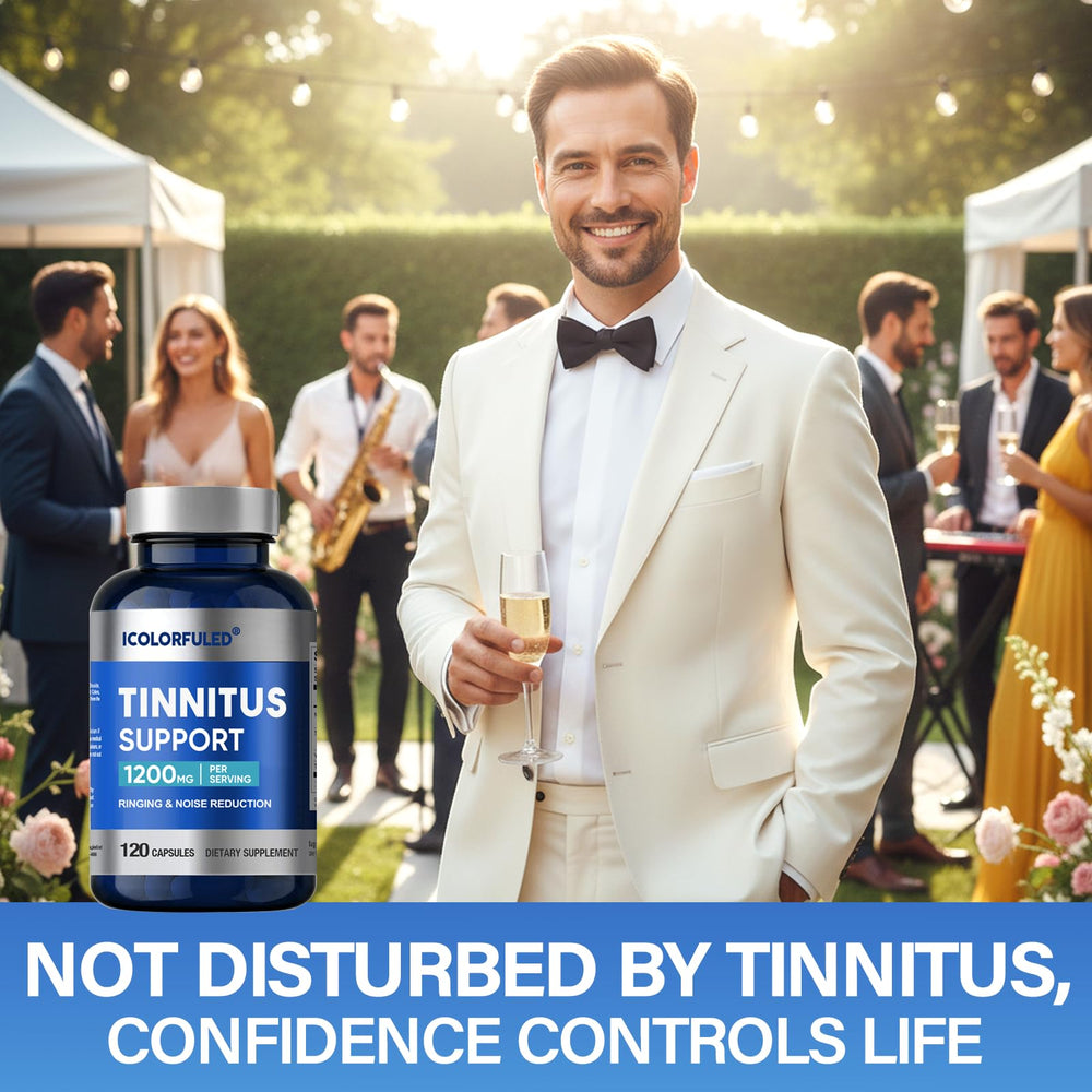 icolorfuled Tinnitus Relief capsules arranged to highlight daily ear comfort potential
