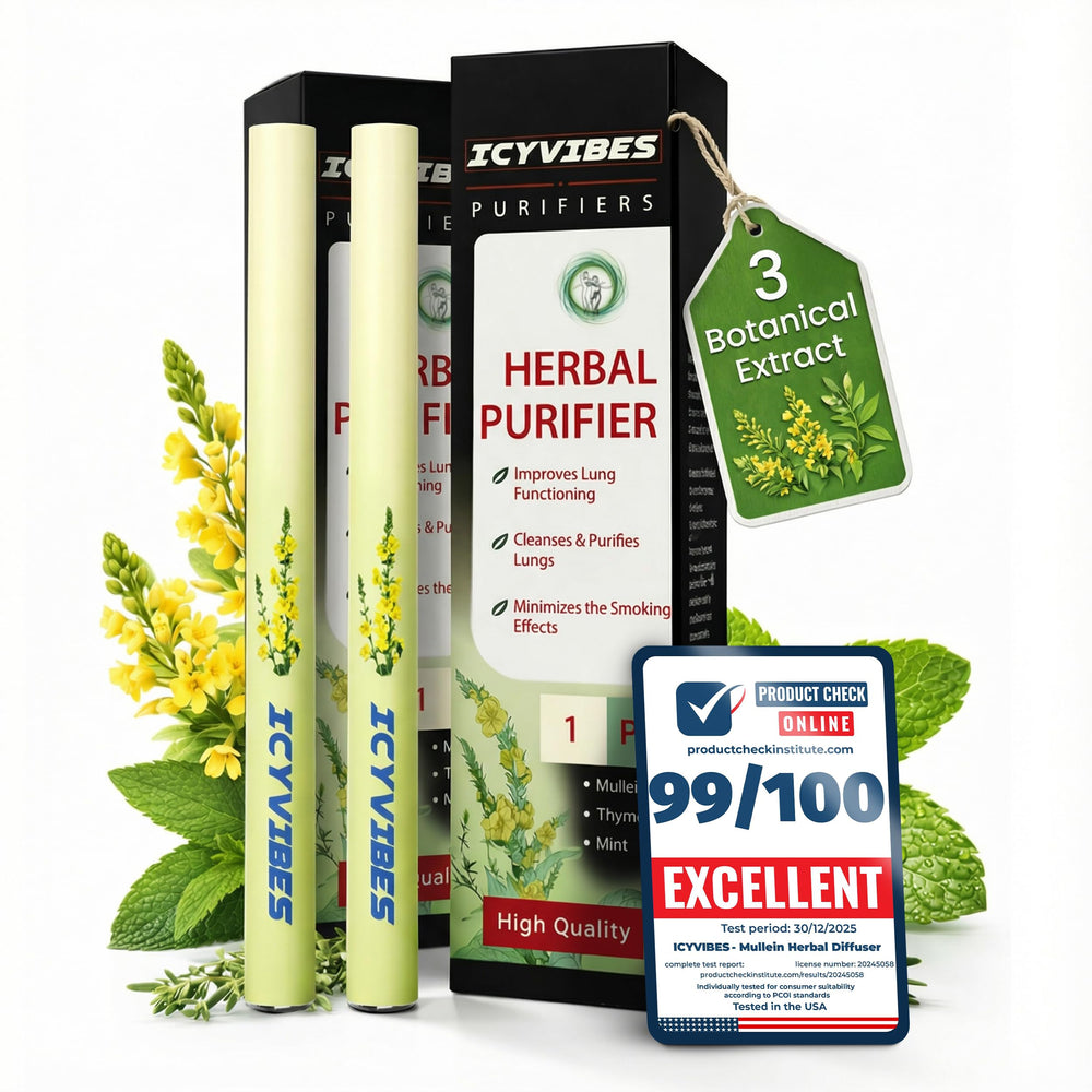 ICYVIBES Premium Mullein Diffuser pocket in hand, offering a refreshing herbal aroma on the go.