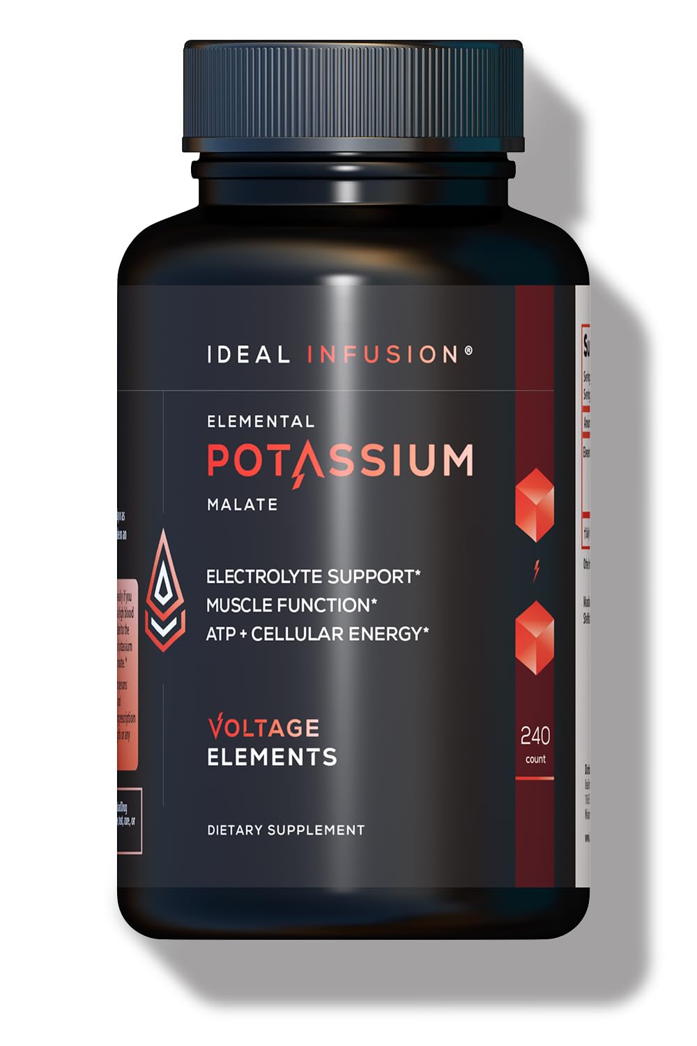 Ideal Infusion Potassium Malate bottle with 240 vegan capsules for energy support.
