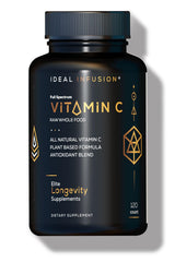 Ideal Infusion Vitamin C bottle close-up showing 675mg per serving.