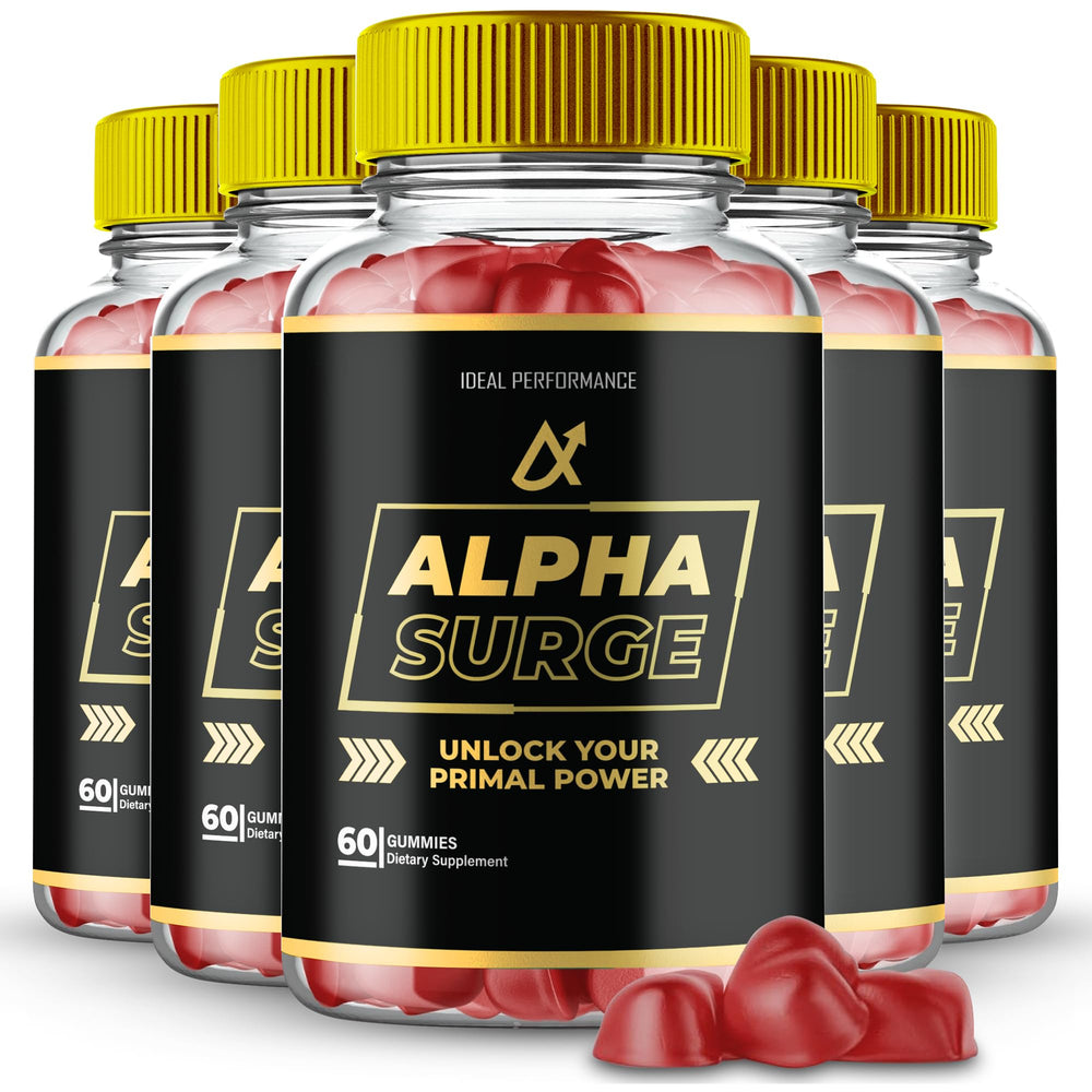 IDEAL PERFORMANCE Alpha Surge Gummies bottle front for daily vitality.