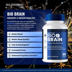 Desk scene with IDEAL PERFORMANCE Bio Brain capsules for morning routine