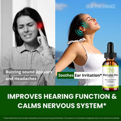 Hands dispensing Bio Calm Pro Tinnitus Drops for daily care.