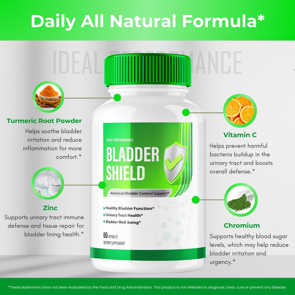 IDEAL PERFORMANCE Bladder Shield capsules side jar emphasizes compact design