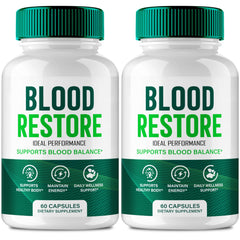 IDEAL PERFORMANCE Blood Restore Capsules bottle, highlighting calm, balanced circulation support at a glance.