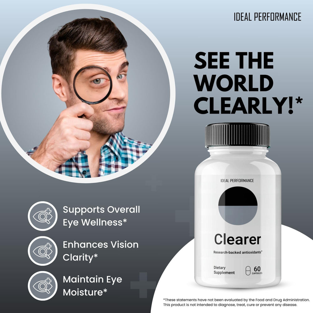 IDEAL PERFORMANCE Clearer Vision label detail with key nutrients.