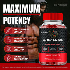 IDEAL PERFORMANCE Ereforce Gummies label with ingredients and nutrition for transparency.