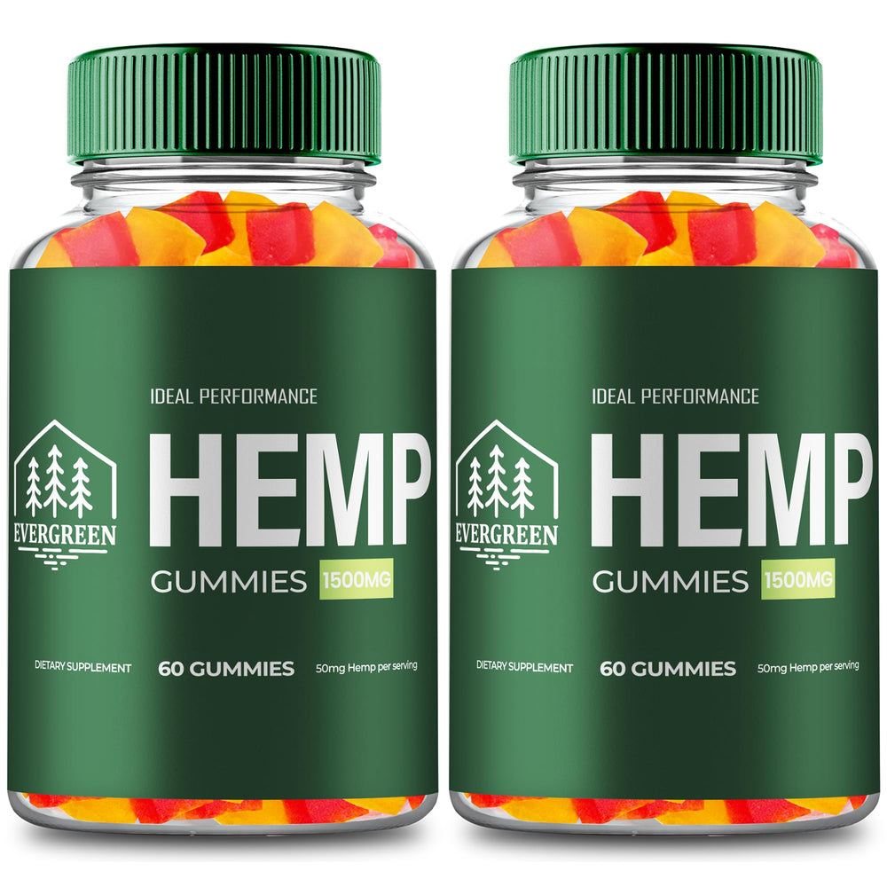 IDEAL PERFORMANCE Evergreen Hemp Gummies bottle front showing easy daily wellness support.