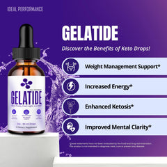 IDEAL PERFORMANCE Gelatide Drops liquid sheen catching light for premium perception.