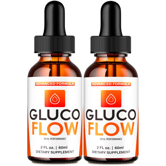 IDEAL PERFORMANCE Gluco Flow Drops bottle in focus, highlighting natural support for healthy circulation