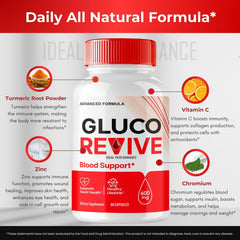 IDEAL PERFORMANCE Gluco Revive packaging promo shot emphasizes value and convenience.