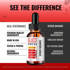 IDEAL PERFORMANCE Glucopath bottle label close-up, premium natural ingredients.