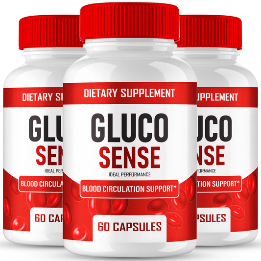 IDEAL PERFORMANCE GlucoSense capsules bottle highlighting advanced circulation support.