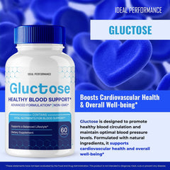 IDEAL PERFORMANCE Gluctose pills nutrition panel close-up showing ingredient details.