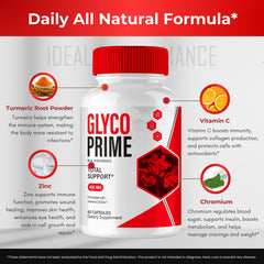 IDEAL PERFORMANCE Glyco Prime bottle with glass of water for daily routine.