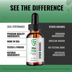 Glyco Shizen Drops poured into glass for easy daily use